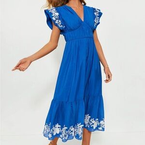 Tuckernuck cerulean sutton flutter sleeve maxi dress